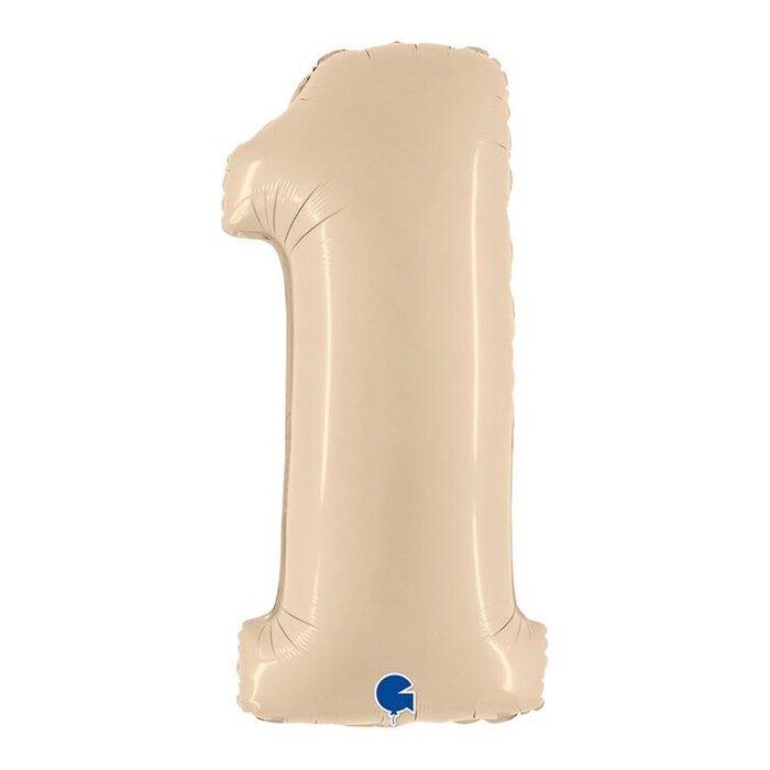GRABO Heliumballon Satin Cream Zahl 1 beige