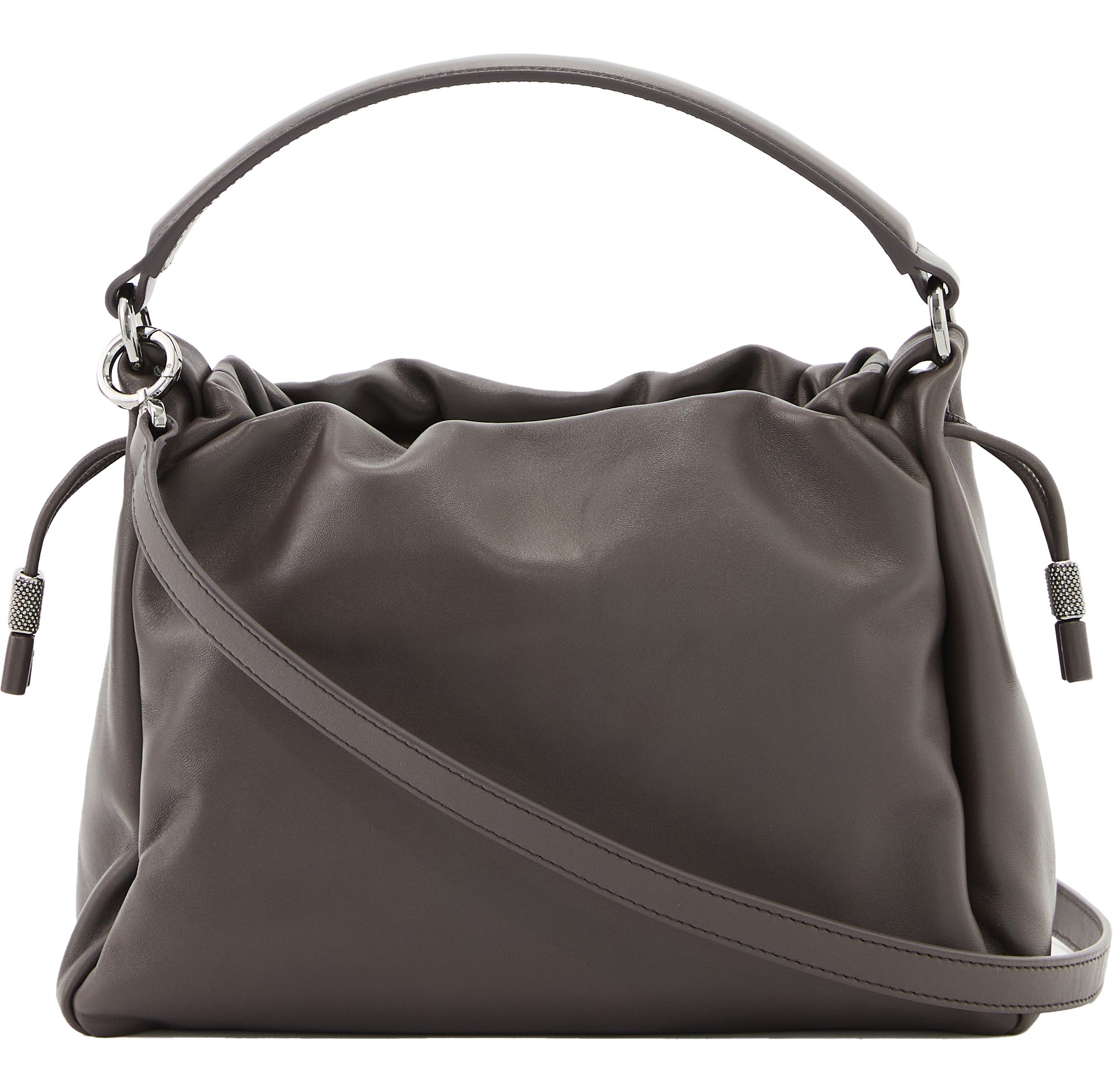 Handtasche 'Mellow Small' mit Monili-Perlen Dunkelbraun