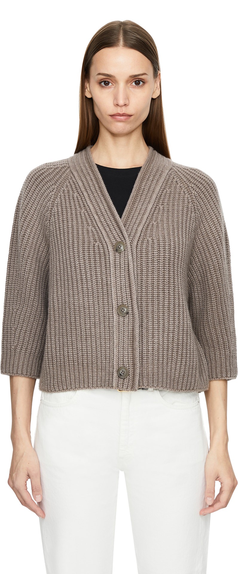 Cashmere-Strickjacke 'Fallou' Taupe Stonewashed