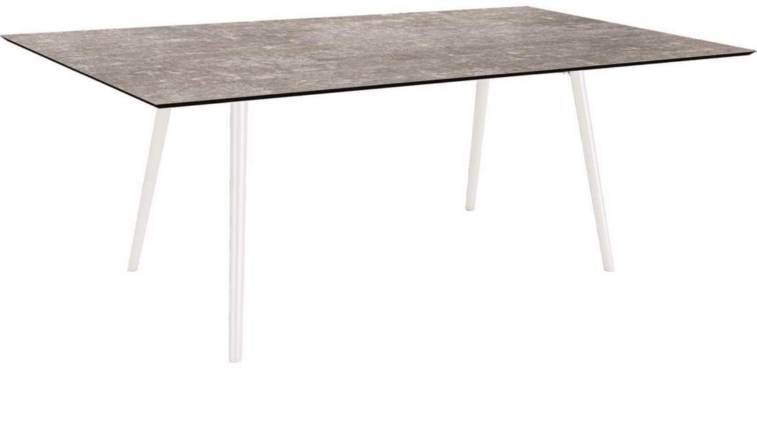 Stern Tisch 180x100cm Interno Rundrohr Aluminium - Silverstar Zement hell weiß