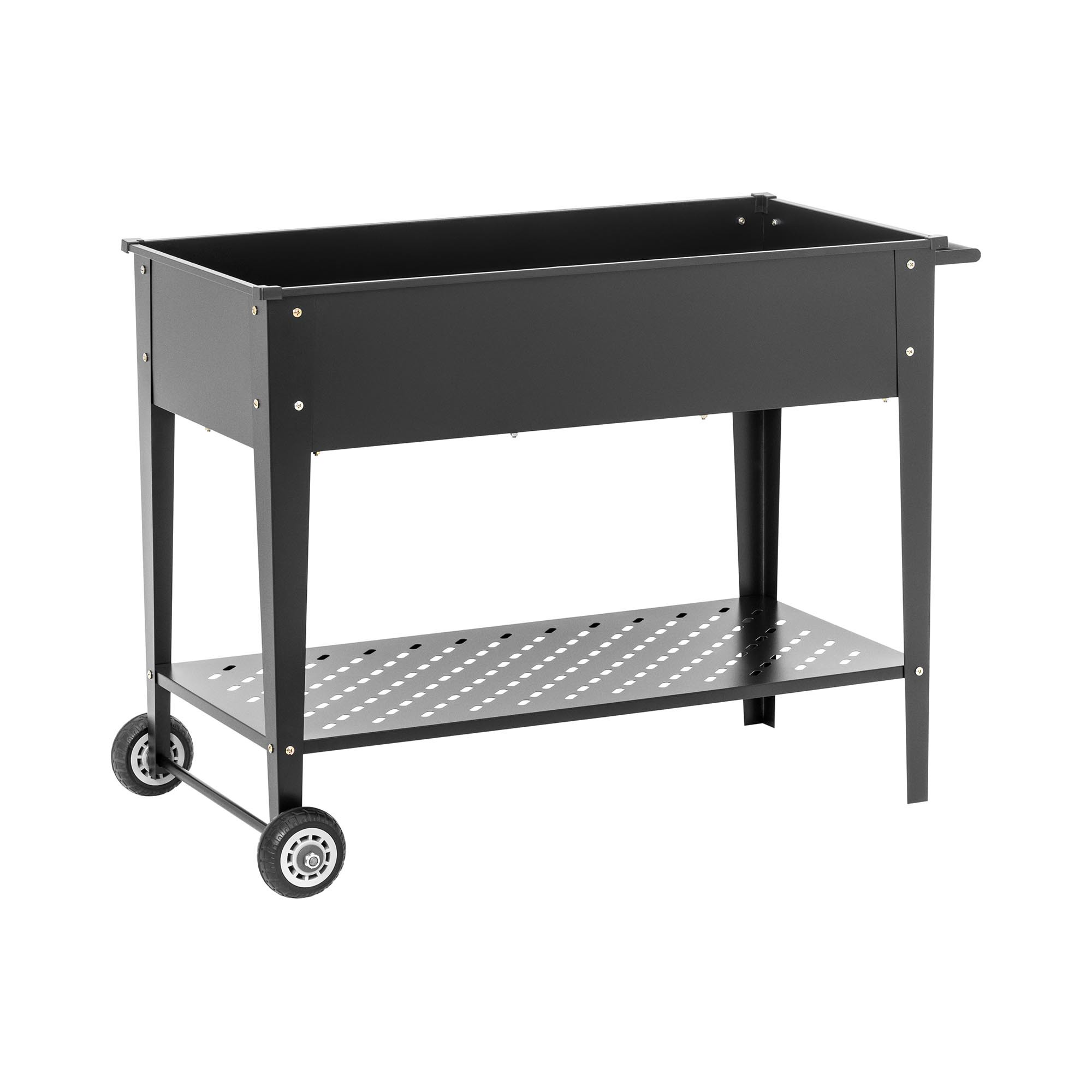 Uniprodo Hochbeet aus Metall - mit Rädern und Regal - Stahl (verzinkt)