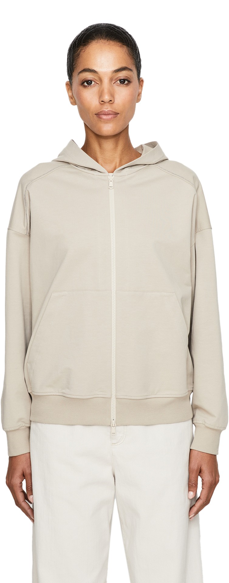 Sweatjacke mit Kapuze Beige