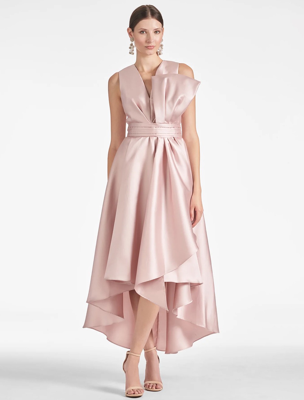 Mit Cocktailkleid Wunderschöne A-Linie Wadenlang V-Ausschnitt Schleifen Satin Stoff