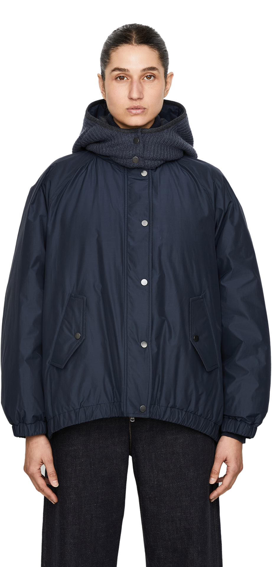 Bomberjacke mit Kapuze Marineblau
