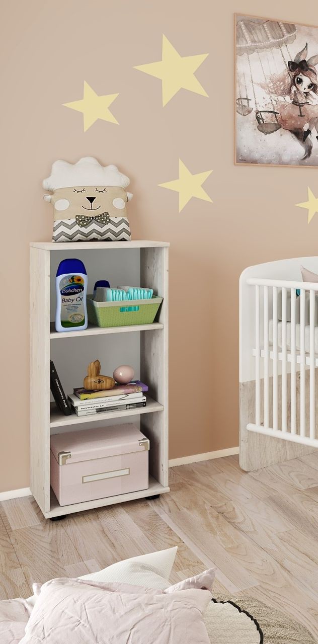 Niedriges Regal Bücherregal Kinderregal Wickelregal Babyzimmer Weiß Kinderzimmer