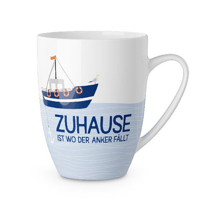 Becher Zuhause 250 ml weiß/blau