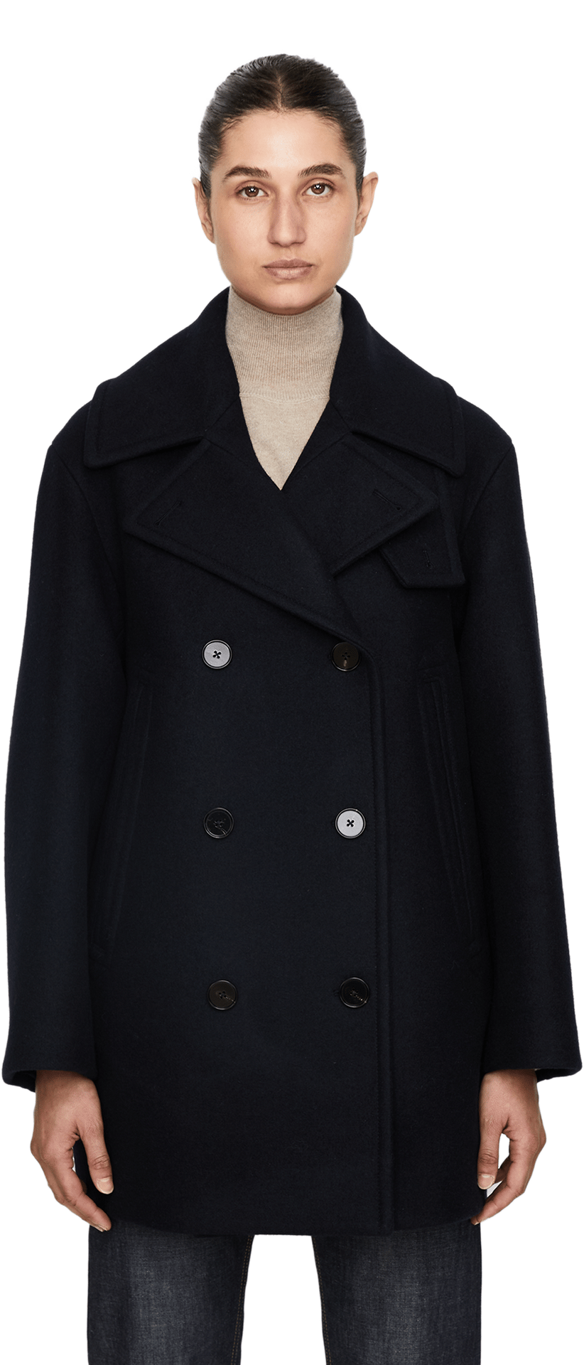 Oversized Cabanjacke aus Wolle Marineblau