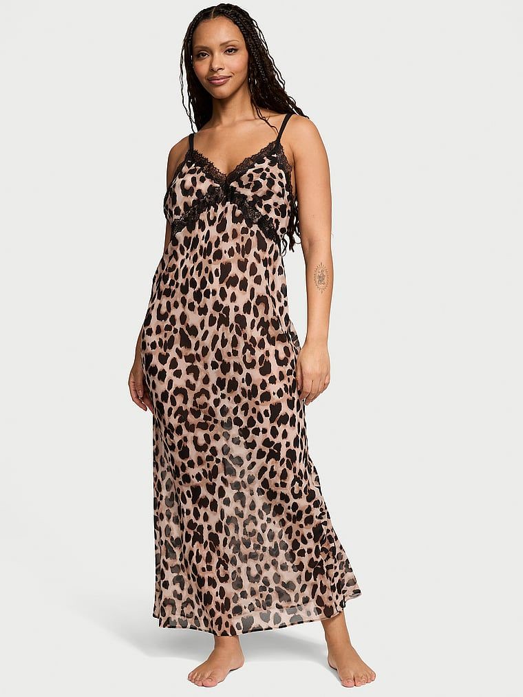 Victoria's Secret Suknia długa z szyfonu Leopard Slip