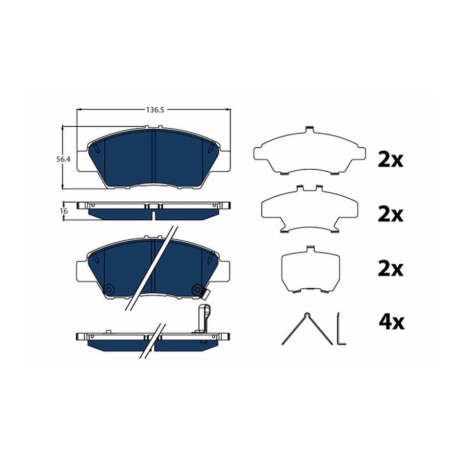 Kit de plaquettes de frein, frein à disque ELECTRIC BLUE GDB3493BTE TRW