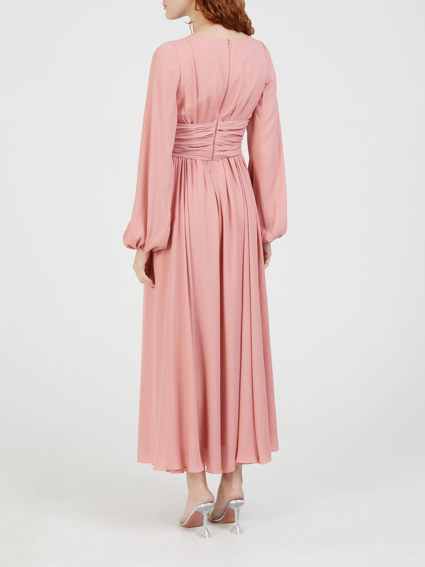 Abendkleid mit V-Ausschnitt Rosé