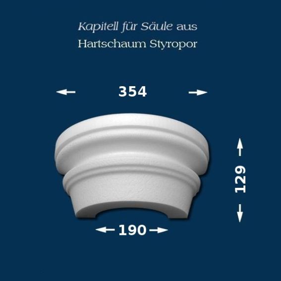 Wiesemann | Säulenkapitell SK7-2" | Polystyrol | 354 x 190 mm | Dekosäule | Zierelement Stucksäule 