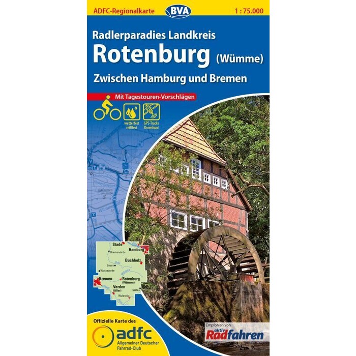 ADFC-Regionalkarte Radlerparadies Landkreis Rotenburg (Wümme), 1:75.000, mit Tagestourenvorschlägen, reiß- und wetterfest, E-Bike-geeignet,...
