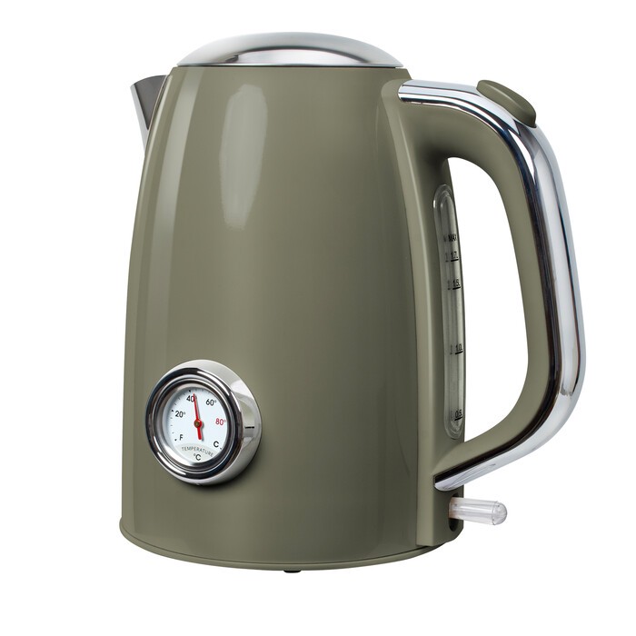 B-KITCHEN Wasserkocher Retro 1,7 Liter olivegrün