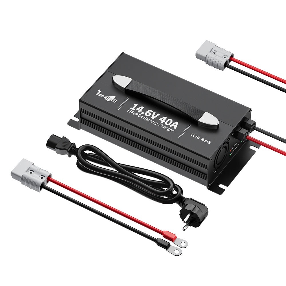 【Upgrade】Timeusb 40A LiFePO4-Ladegerät (12V) mit Tragegriff