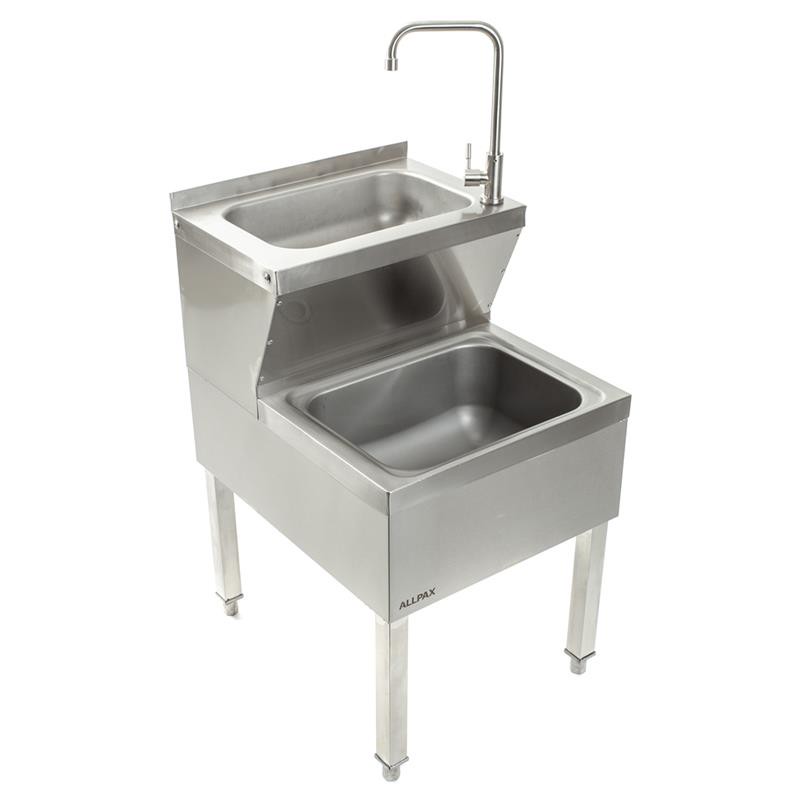 Ausgussbecken Edelstahl 500 x 615 x 840 mm mit Waschbecken Ablauf Armatur – Handwasch Ausgussbecken Kombination kaufen