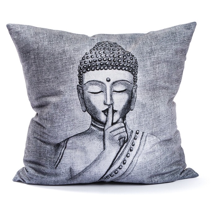 Kissen Buddha 44 x 44 cm grau