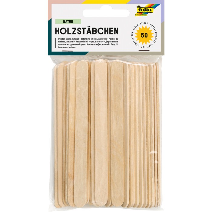 FOLIA Holzstäbchen Natur 50 Stück natur