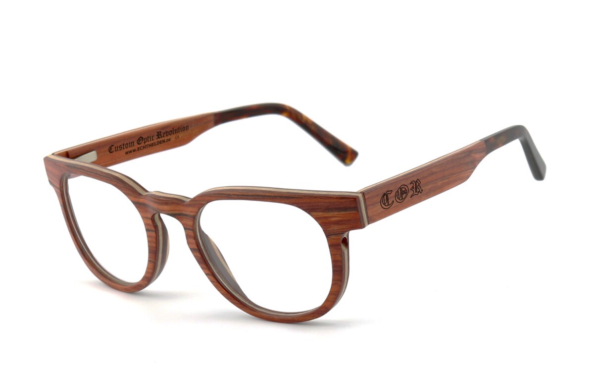 COR | Brille, Brillengestell, Brillenfassung, Korrekturbrille, Korrekturfassung | SEHSTÄRKE möglich | COR007 Holzbrille