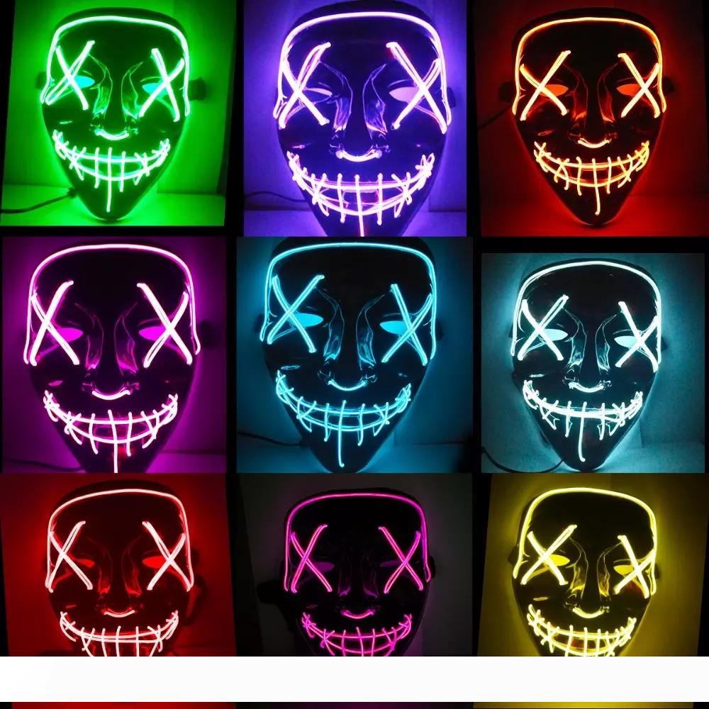Hot LED Light Mask Led strip Flexible neon sign Light Glow EL Wire Rope Neon Light Halloween face Controller christmas Lights
