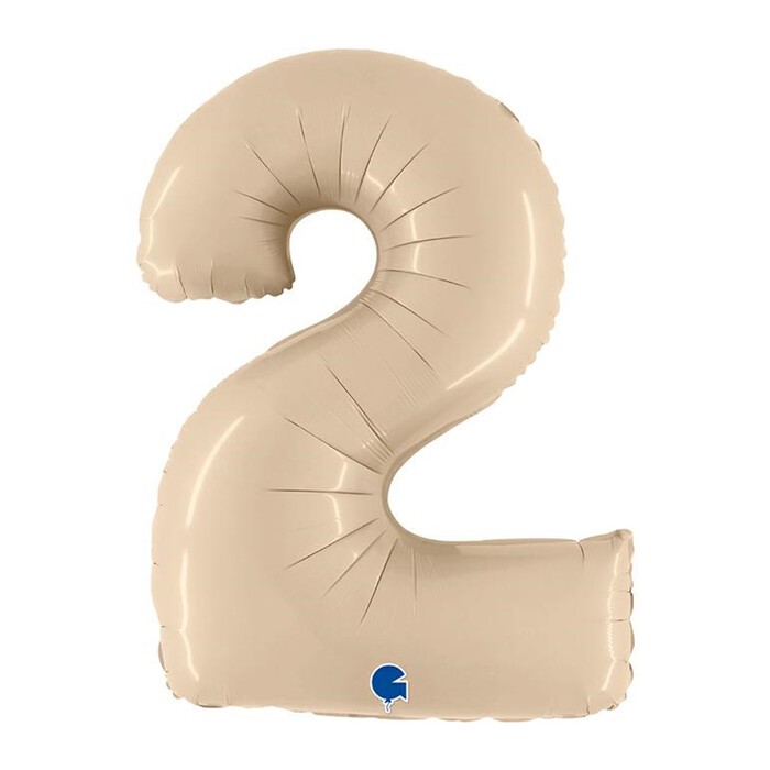 GRABO Heliumballon Satin Cream Zahl 2 beige