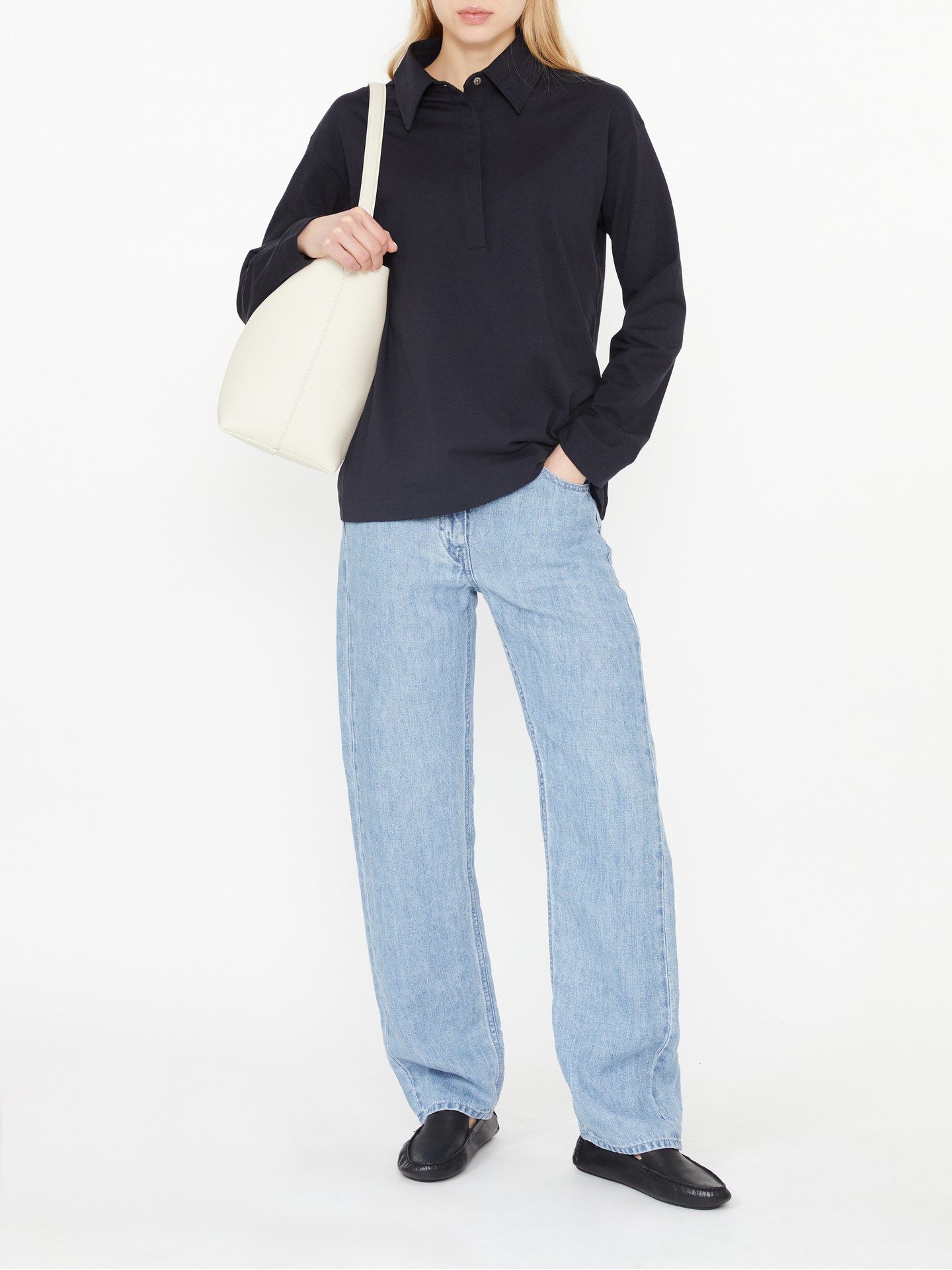 Langärmliges Poloshirt 'Roddie' Marineblau