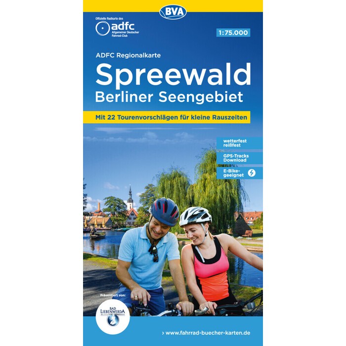 ADFC-Regionalkarte Spreewald Berliner Seengebiet, 1:75.000, mit Tagestourenvorschlägen, reiß- und wetterfest, E-Bike-geeignet, GPS-Tracks Download