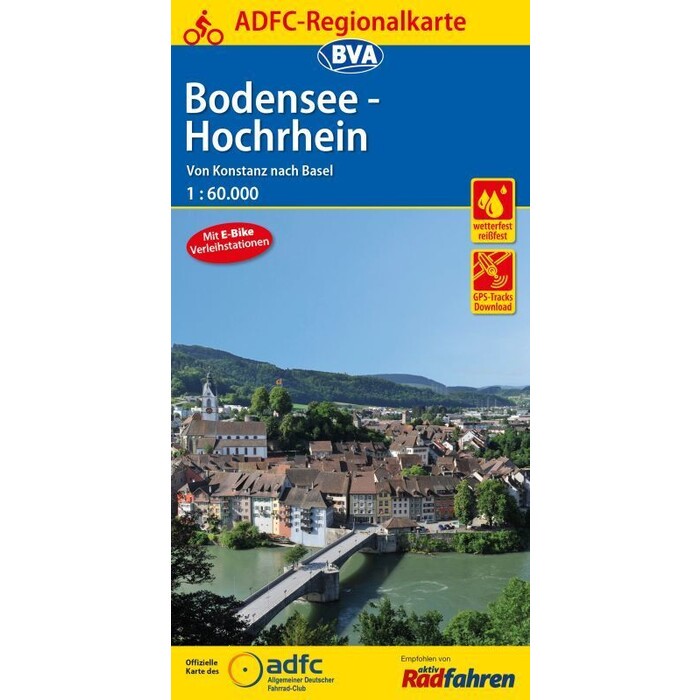 ADFC-Regionalkarte Bodensee-Hochrhein, 1:60.000, mit Tagestourenvorschlägen, reiß- und wetterfest, E-Bike-geeignet, GPS-Tracks Download