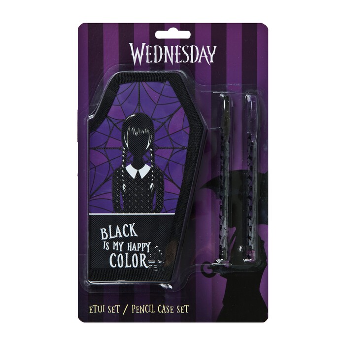 Etui Wednesday mit 2 Gelstiften schwarz/violett