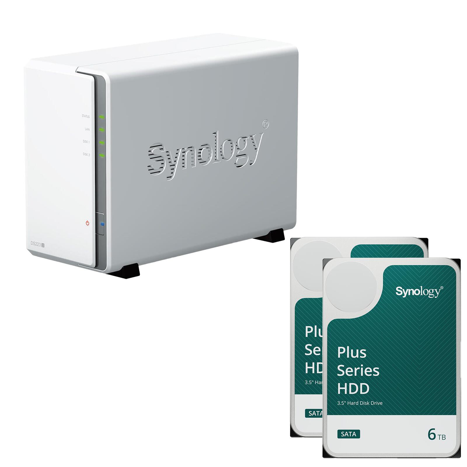 Synology DiskStation DS223J 2 Einschübe NAS-Server Leergehäuse + 2x Synology Plus 3.5