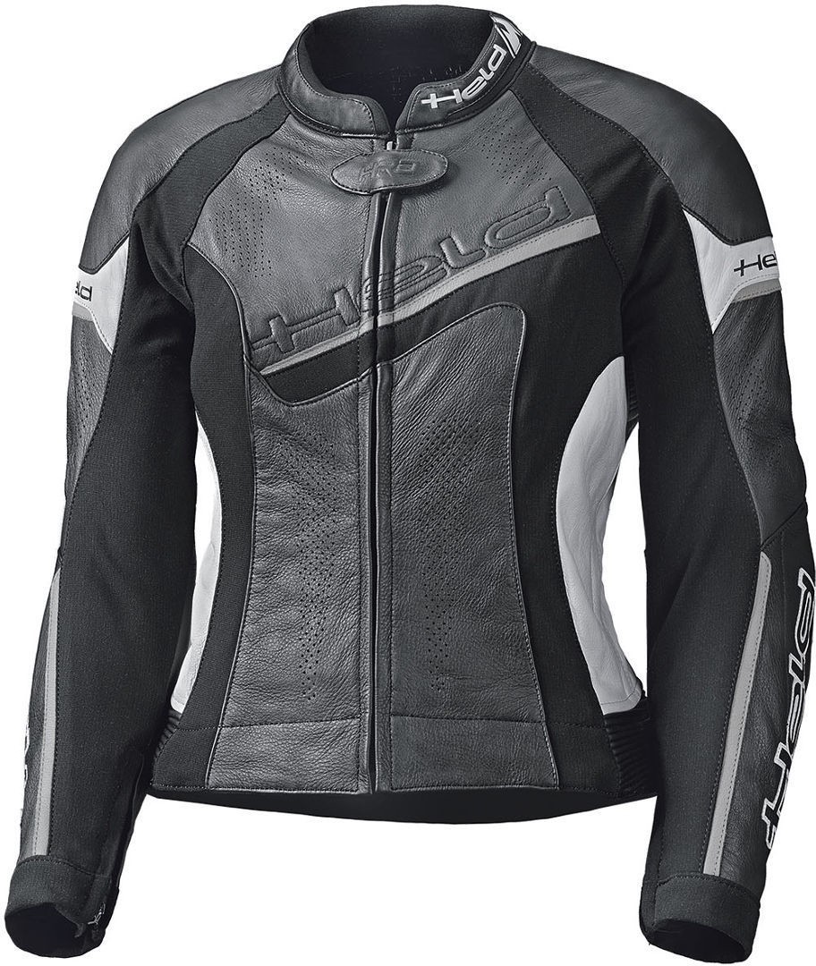 Held Debbie II perforierte Damen Motorrad Lederjacke, schwarz-weiss, Größe S