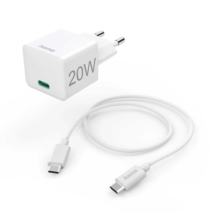 HAMA Mini-Schnellladegerät inkl. USB-C LAdekabel 20W 1m weiß