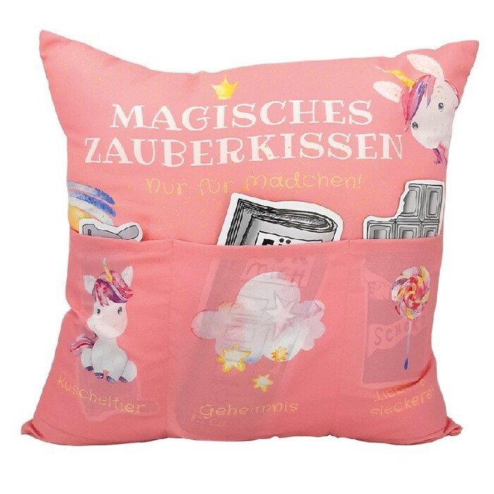 Kissen Magisches Zauberkissen mit 3 Taschen rosa