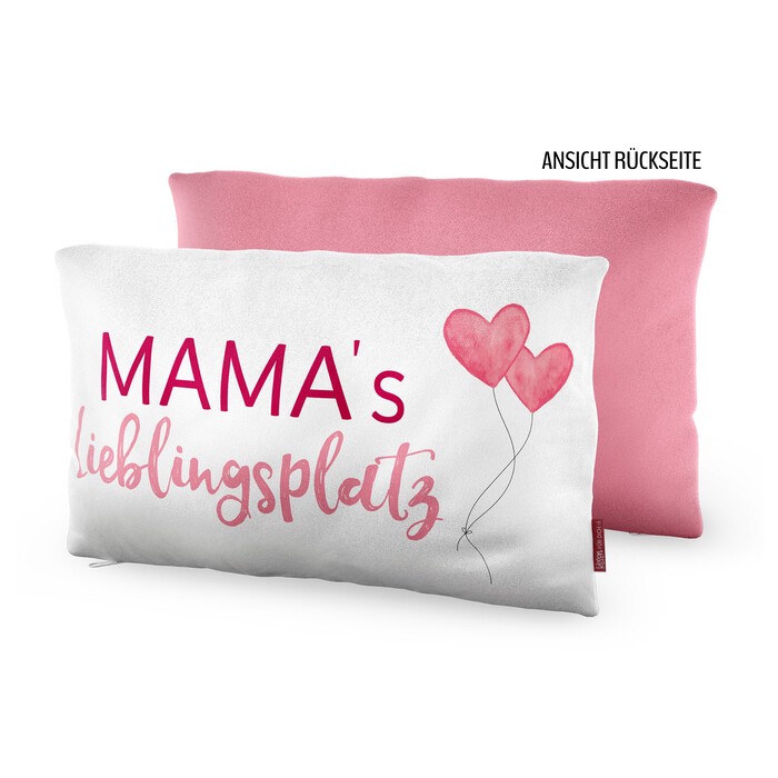 Kissen Mama's Lieblingsplatz 23 x 40 cm weiß/rosa