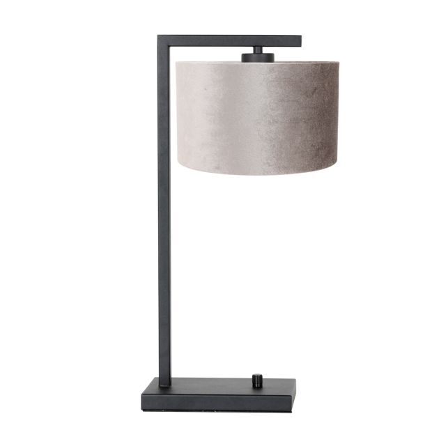 Steinhauer Stang Tischleuchte schwarz Schirm Velours silber-grau