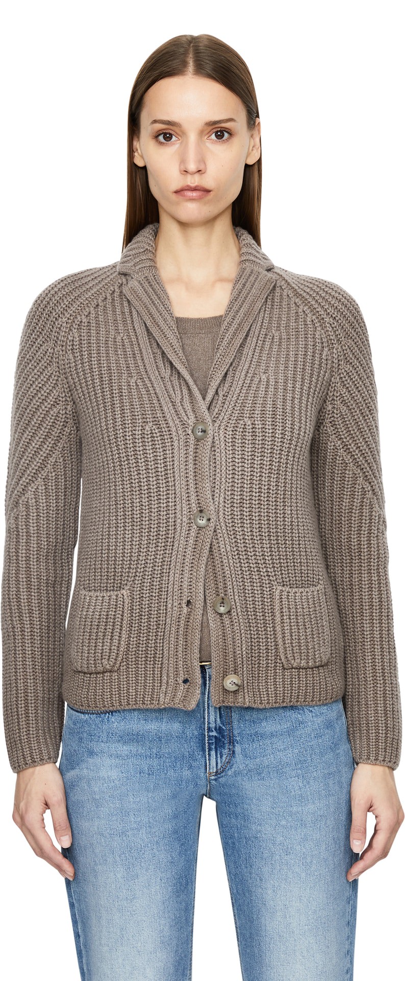 Cashmere-Strickjacke 'Gwendolyn' Taupe Stonewashed