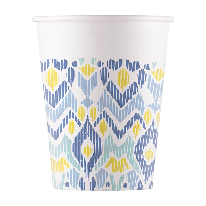 Becher Ethnic Design 200 ml 8 Stück bunt