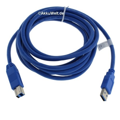 Drucker USB Datenkabel 3.0 Typ A auf Typ B - 3,0m - blau