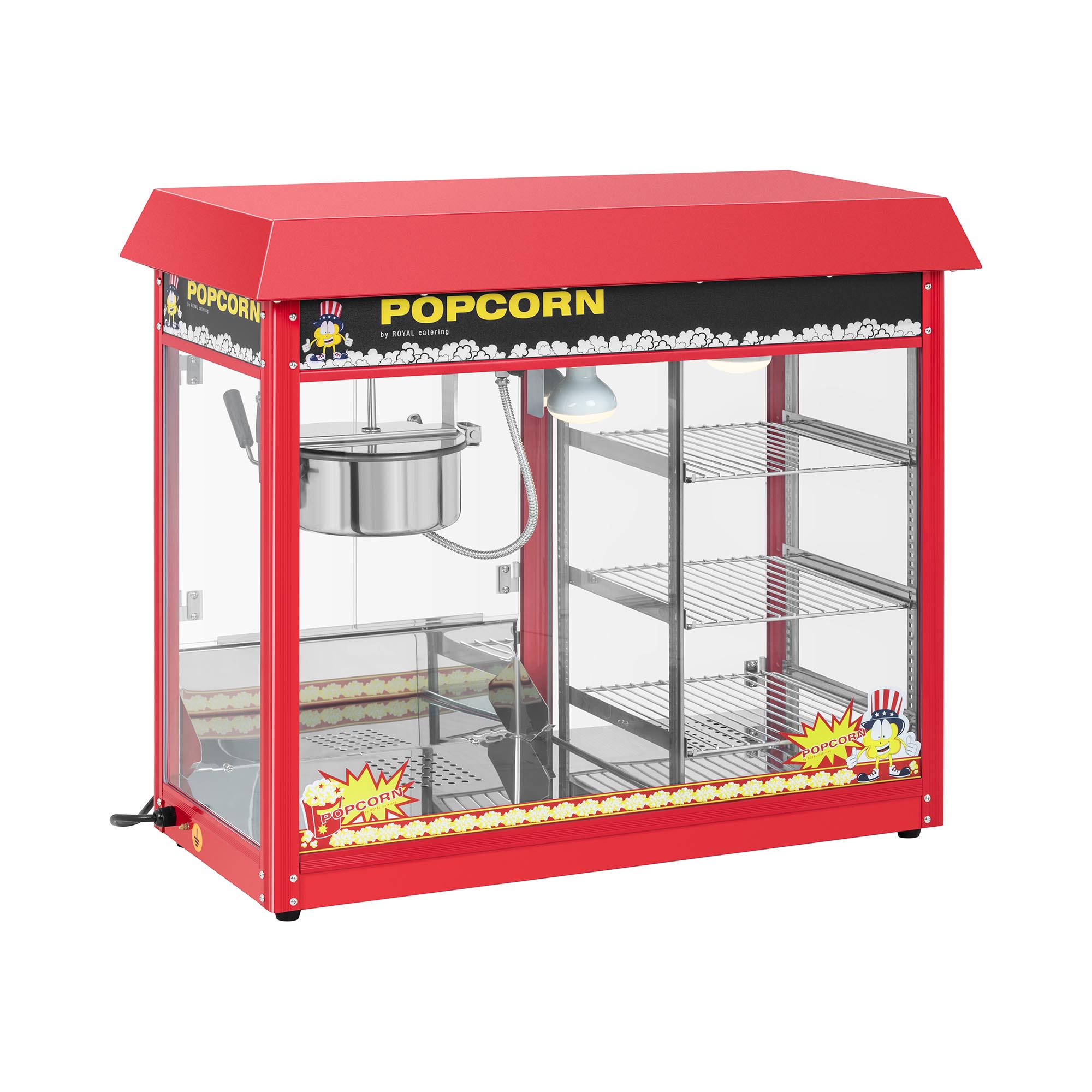 Popcornmaschine - 1820 W - 5 kg/h - beheizte Auslage - rot - Royal Catering