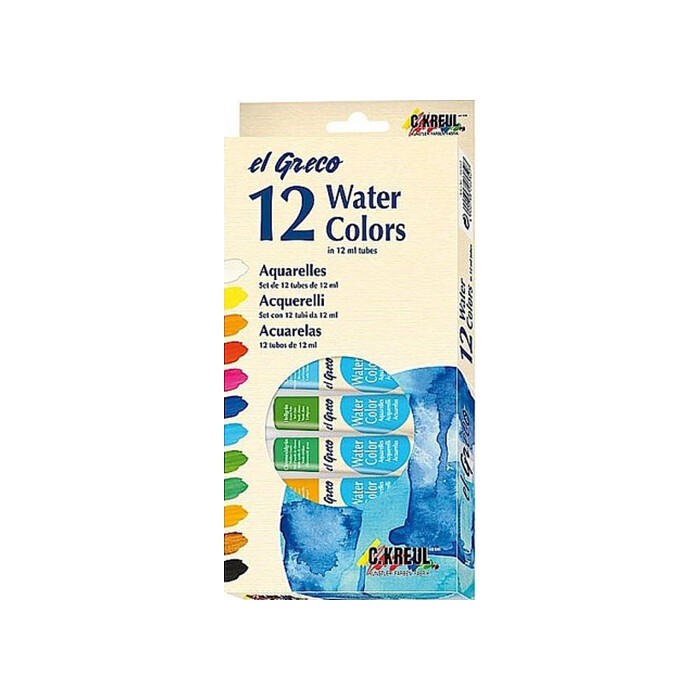 EL GRECO Aquarellfarben-Set, 12 x 12 ml