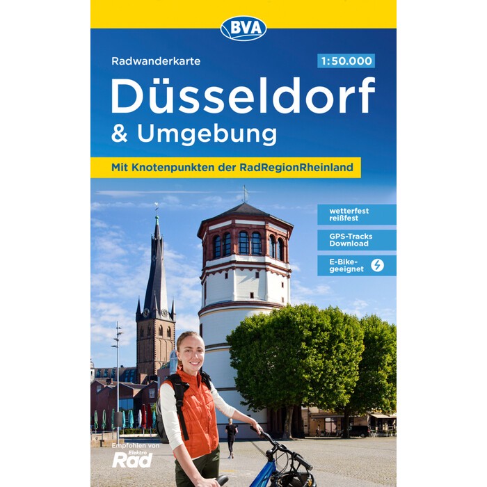 Radwanderkarte BVA Düsseldorf & Umgebung, mit Knotenpunkten der RadRegionRheinland, 1:50.000, reiß- und wetterfest, GPS-Tracks Download, E-Bike...