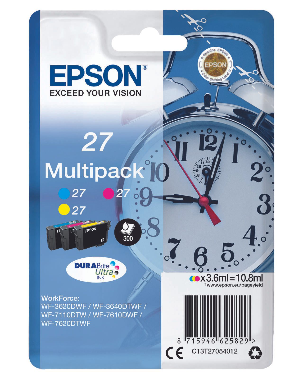 Epson Original 27 Wecker Druckerpatronen - 3er Multipack (C13T27054012)