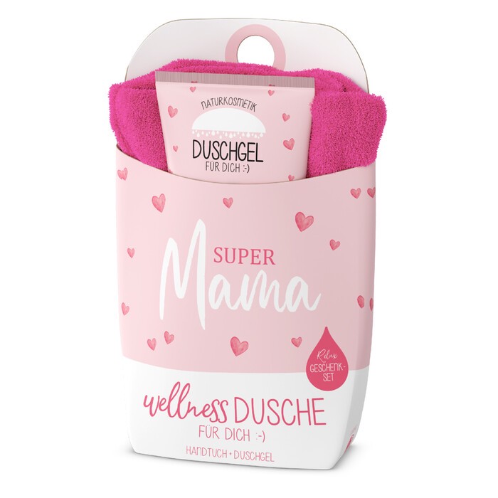 Wellnessdusche Super Mama Handtuch & Duschgel