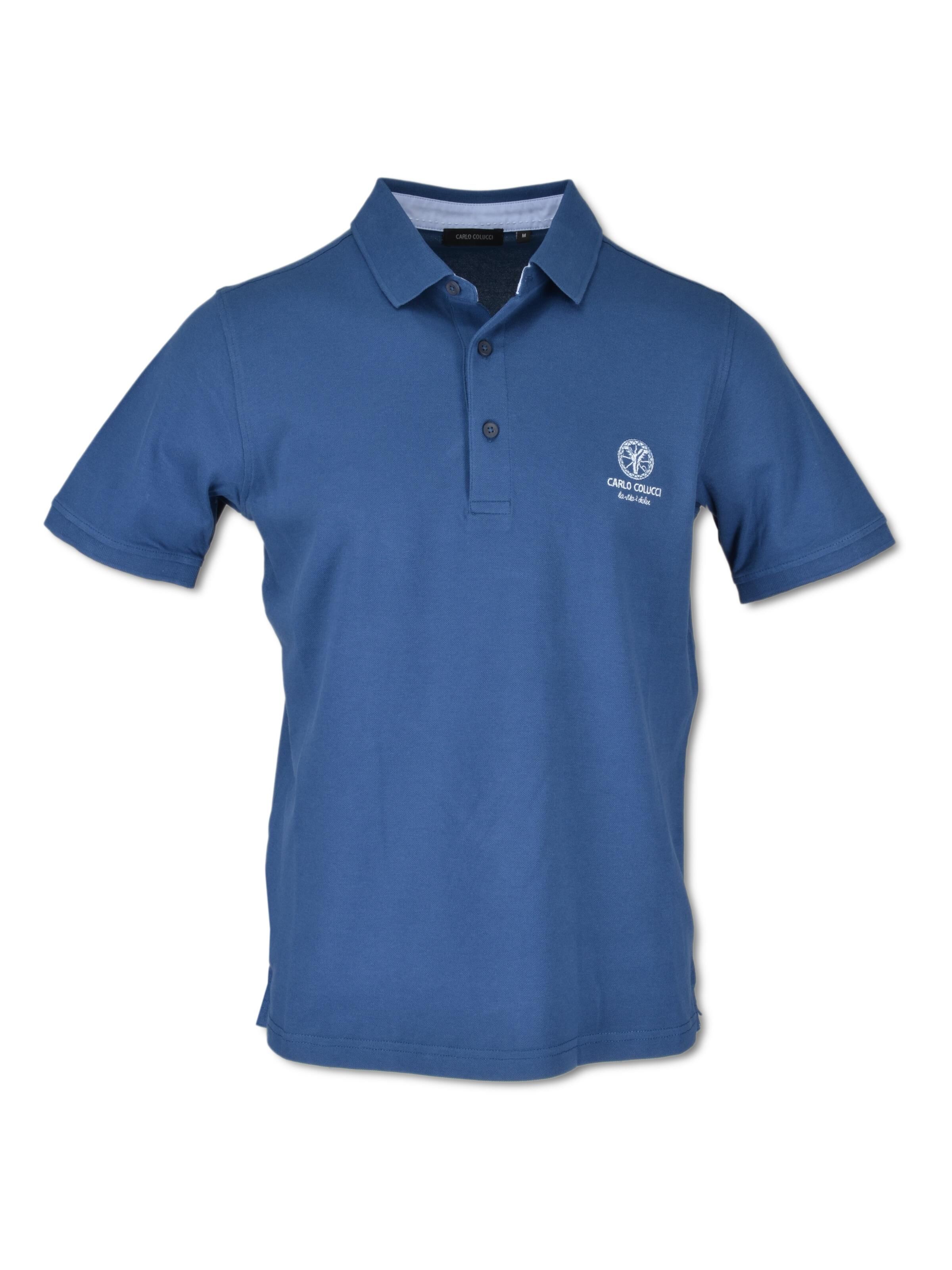 Unifarbenes Poloshirt mit Logo in Kontrastfarben