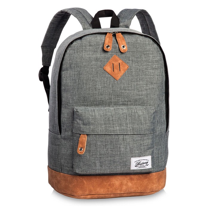 BESTWAY Rucksack mit Ledereinsatz 21 l hellgrau