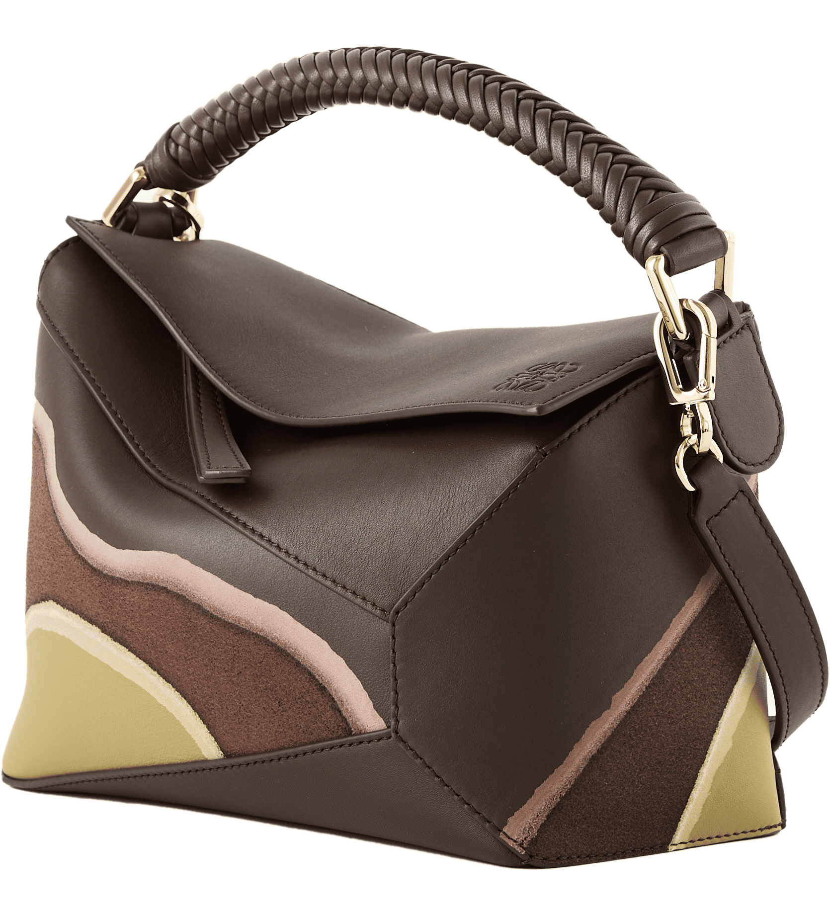 Handtasche 'Puzzle Edge Small Landscape' Chocolate/Light Moss