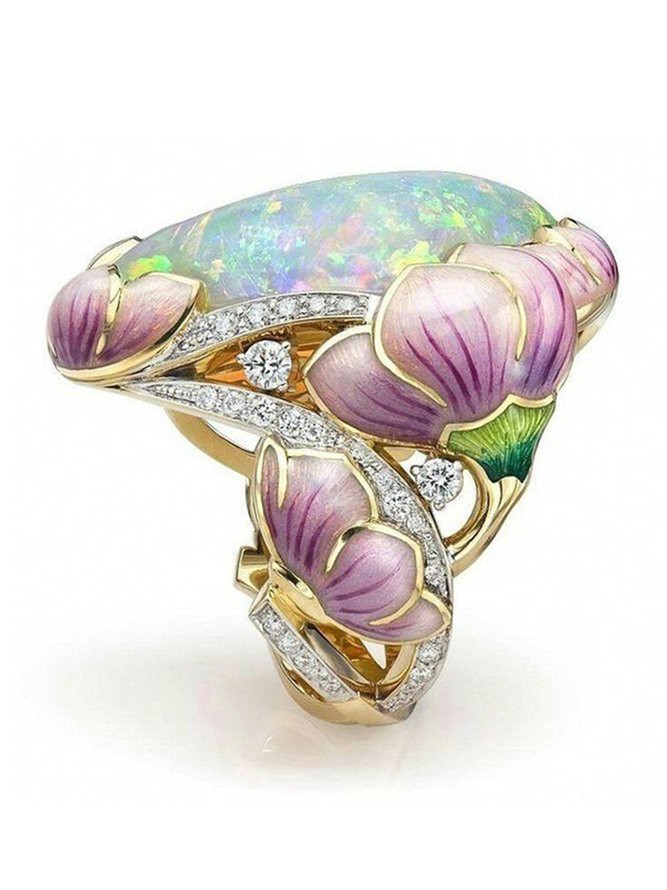 Damen Lässig Geblümt Alle Jahreszeiten Metall Pendeln Kristall Legierung Bestseller Ring Ringe