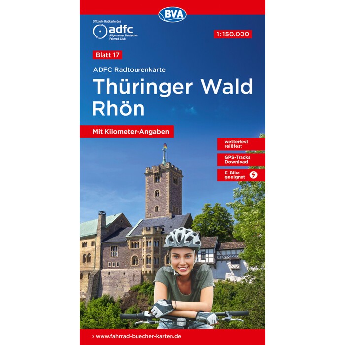 ADFC-Radtourenkarte 17 Thüringer Wald Rhön 1:150.000, reiß- und wetterfest, E-Bike geeignet, GPS-Tracks Download, mit Bett+Bike Symbolen, mit...