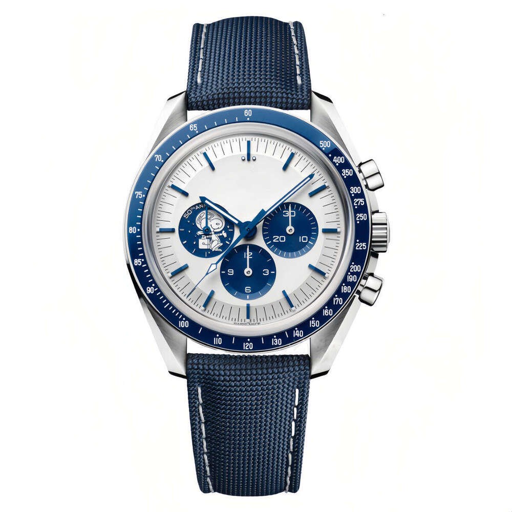 Manuel de luxe masculin montre mécanique, 42 mm Big Silver Chronograph Cador, Céraque bleue, cristal saphir, résistant à l'eau 50m, style commerc