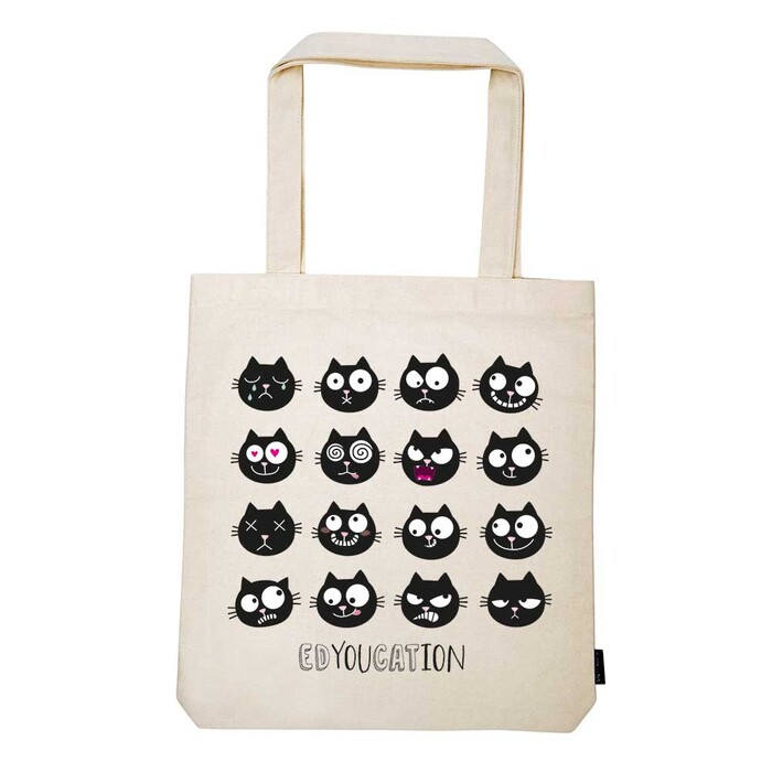 Shopper Edyoucation Serie Ed, the Cat weiß/schwarz