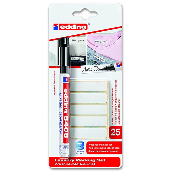 EDDING Wäsche-Markier-Set 8408 schwarz inkl. 25 Etiketten